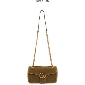 Gucci Tan Velvet Small GG Marmont 2.0 Bag